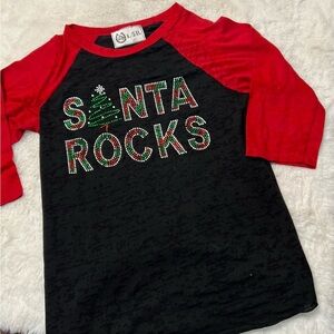 Black red and green Santa Rocks baseball tee -